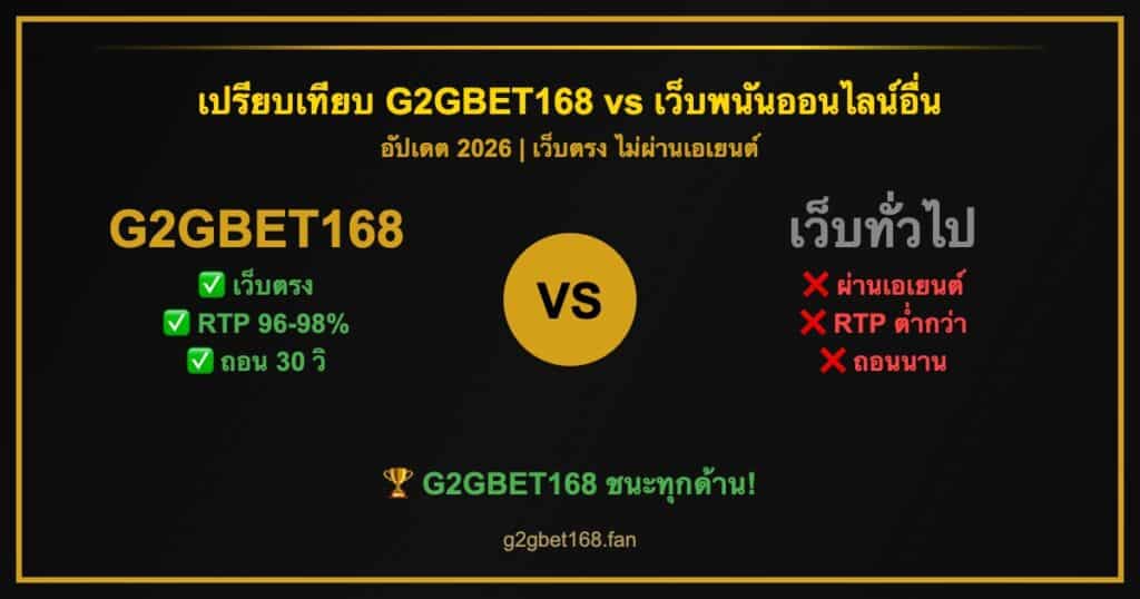 เปรียบเทียบ G2GBET168 vs เว็บพนันออนไลน์อื่น ดีกว่าจริงไหม 2026